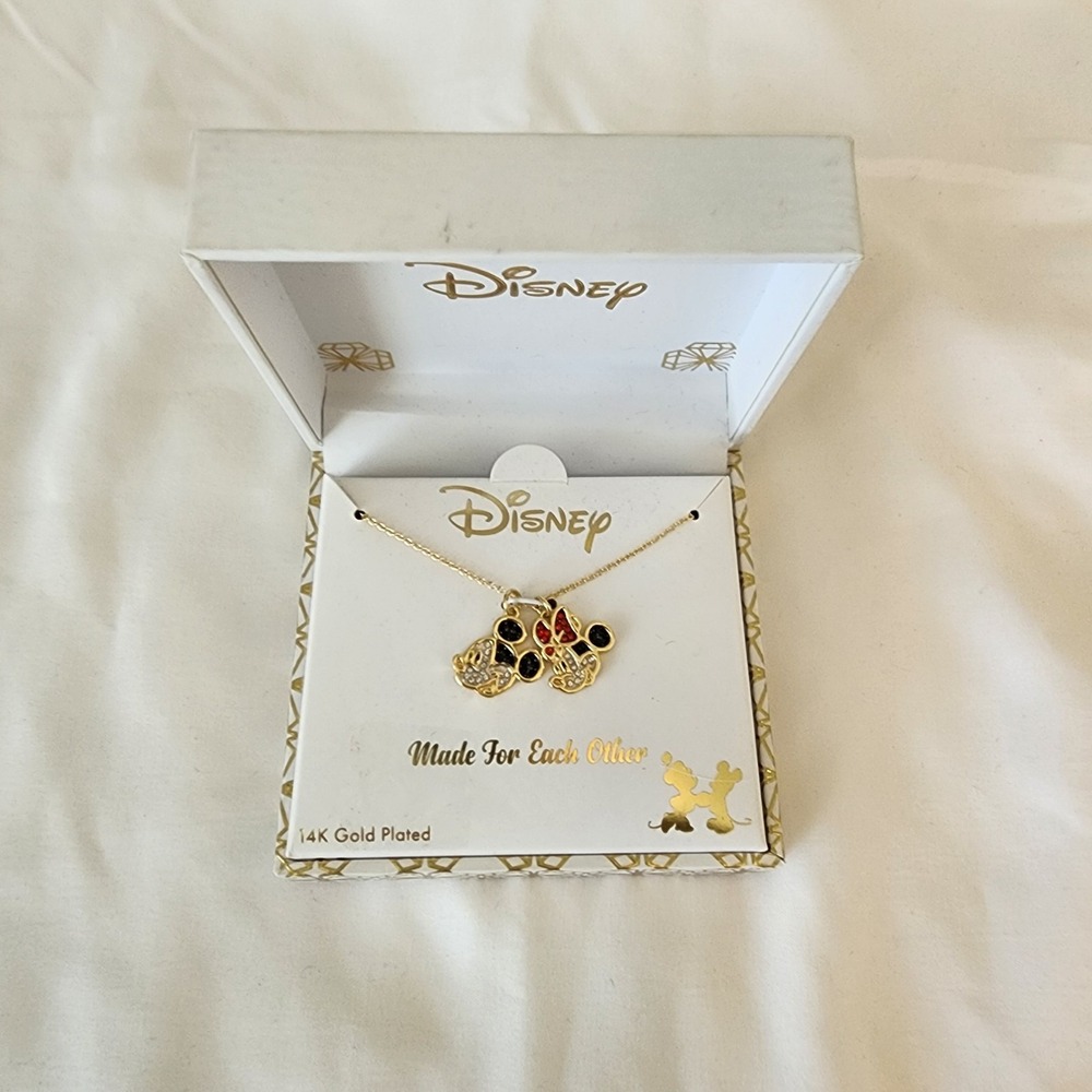 Disney Mickey Minnie Made For Each‎ Other Silver Plated Necklace 18"Chain NIB